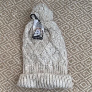 True North Ivory Knit Beanie with Pom Pom